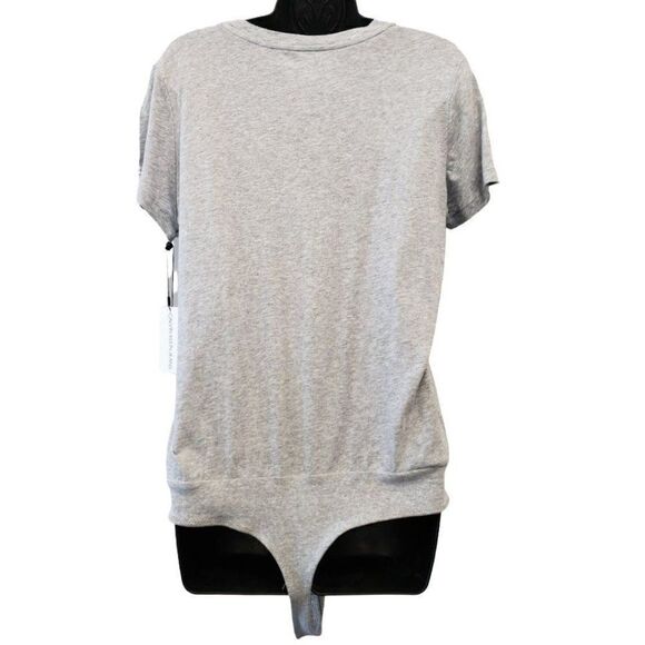 Calvin Klein Bodysuit Shirt Women's SMALL Gray Short-Sleeve Cotton Modal NWOT - Picture 3 of 13